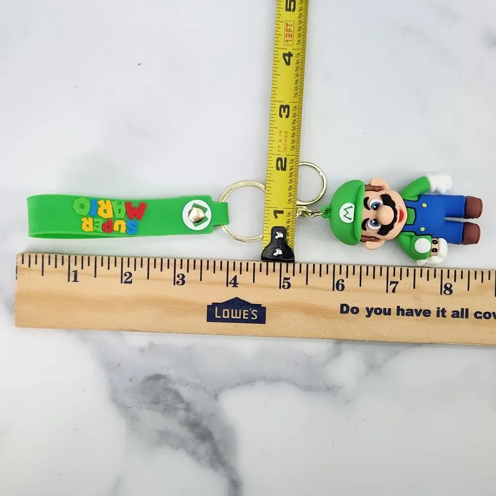 *NEW* Mario! Super Mario 3D Figure Keychain & Strap PVC/Silicone Green Mushroom